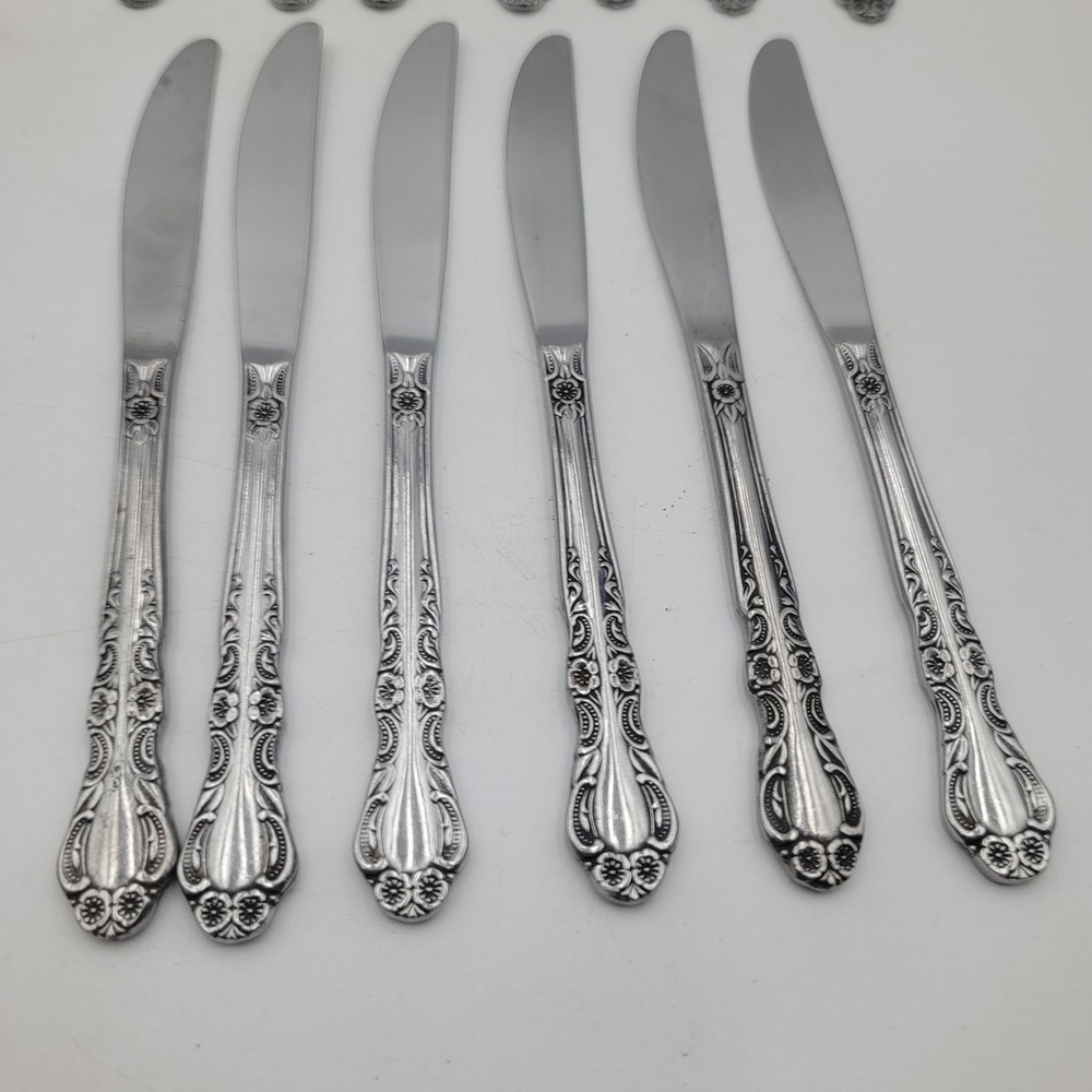13pc Ekco Eterna Sandra Jeanne Stainless Flatware Japan Set Knives Forks Spoon - Picture 3 of 5